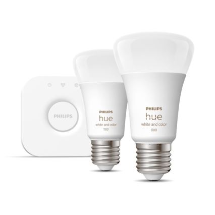 Početni paket Philips Hue WHITE AND COLOR AMBIANCE 2xE27/9W/230V 2000-6500K + uređaj za povezivanje