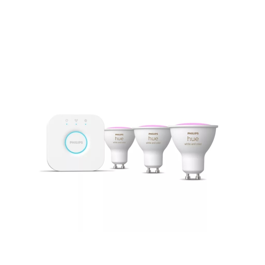 Početni paket Philips Hue WHITE AND COLOR AMBIANCE 3xGU10/4,2W/230V 2200-6500K + Hue Bridge
