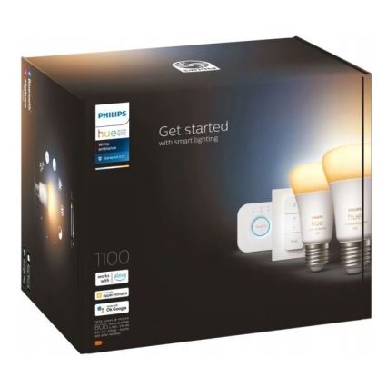 Osnovni komplet Philips Hue WHITE AMBIANCE 2xE27/8W/230V + Hue bridge i prigušiva prekidač