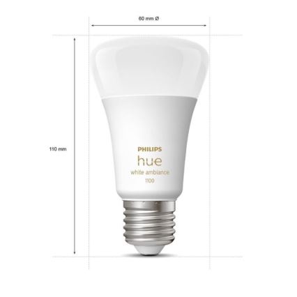 Osnovni komplet Philips Hue WHITE AMBIANCE 2xE27/8W/230V + Hue bridge i prigušiva prekidač