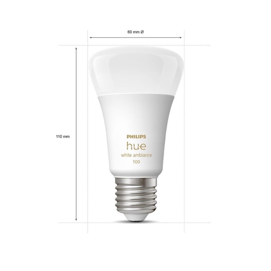 Osnovni komplet Philips Hue WHITE AMBIANCE 2xE27/8W/230V + Hue bridge i prigušiva prekidač