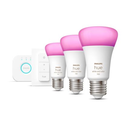 Osnovni komplet Philips Hue WHITE AND COLOR AMBIANCE 3xE27/9W 2000-6500K + uređaj za povezivanje