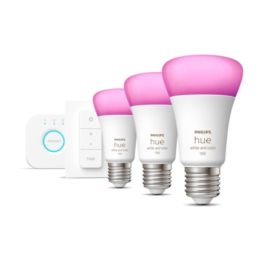Osnovni komplet Philips Hue WHITE AND COLOR AMBIANCE 3xE27/9W 2000-6500K + uređaj za povezivanje