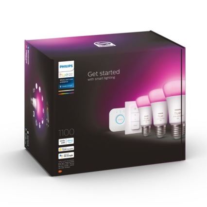 Osnovni komplet Philips Hue WHITE AND COLOR AMBIANCE 3xE27/9W 2000-6500K + uređaj za povezivanje