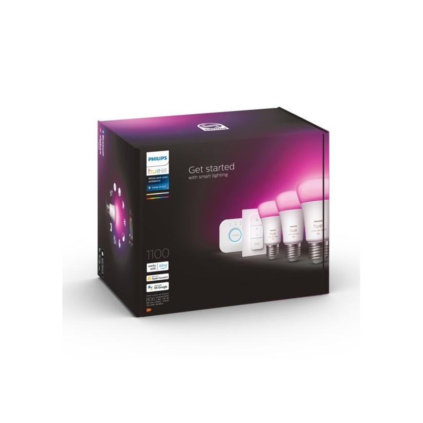 Osnovni komplet Philips Hue WHITE AND COLOR AMBIANCE 3xE27/9W 2000-6500K + uređaj za povezivanje