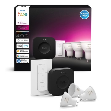 Osnovni set Philips Hue WHITE AND COLOR AMBIANCE 3xGU10/4,2W 2000-6500K + uređaj za povezivanje