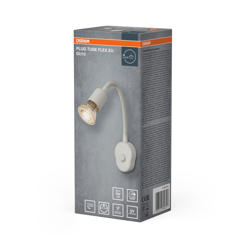 Osram - Fleksibilna zidna lampa PLUG TUBE FLEX 1xGU10/5W/230V bela