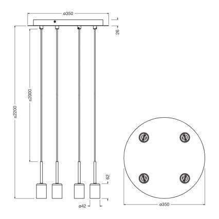 Osram - Kabl za napajanje NEEDLE PENDANT 4xE27/25W/230V bež