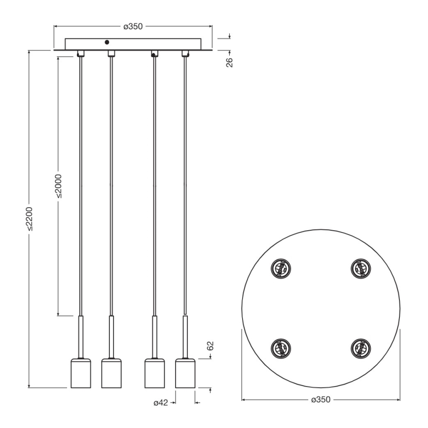 Osram - Kabl za napajanje NEEDLE PENDANT 4xE27/25W/230V bež