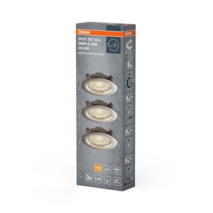 Osram - KOMPLET 3x LED prigušiva ugradna svetla LED/4,9W/230V