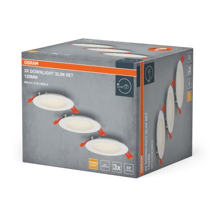 Osram - Komplet 3x LED ugradno spot svetlo SPOT LED/8W/230V 3000K, prečnik 12 cm, bela