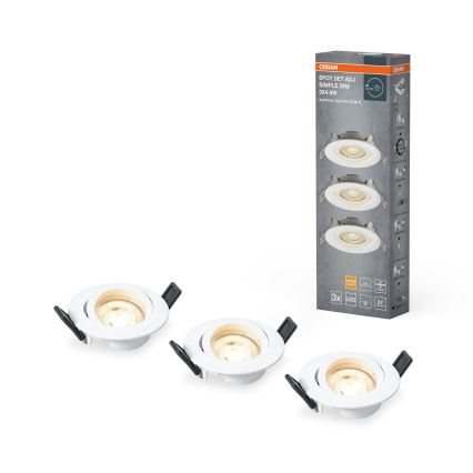 Osram - Komplet 3x LED prigušiva ugradni spot SPOT LED/4,9W/230V 2700K Ø 8,7 cm bela