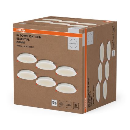 Osram - SET od 6 kom ugradnih LED svetiljki ESSENTIAL LED/18W/230V 4000K prečnika 22 cm bela