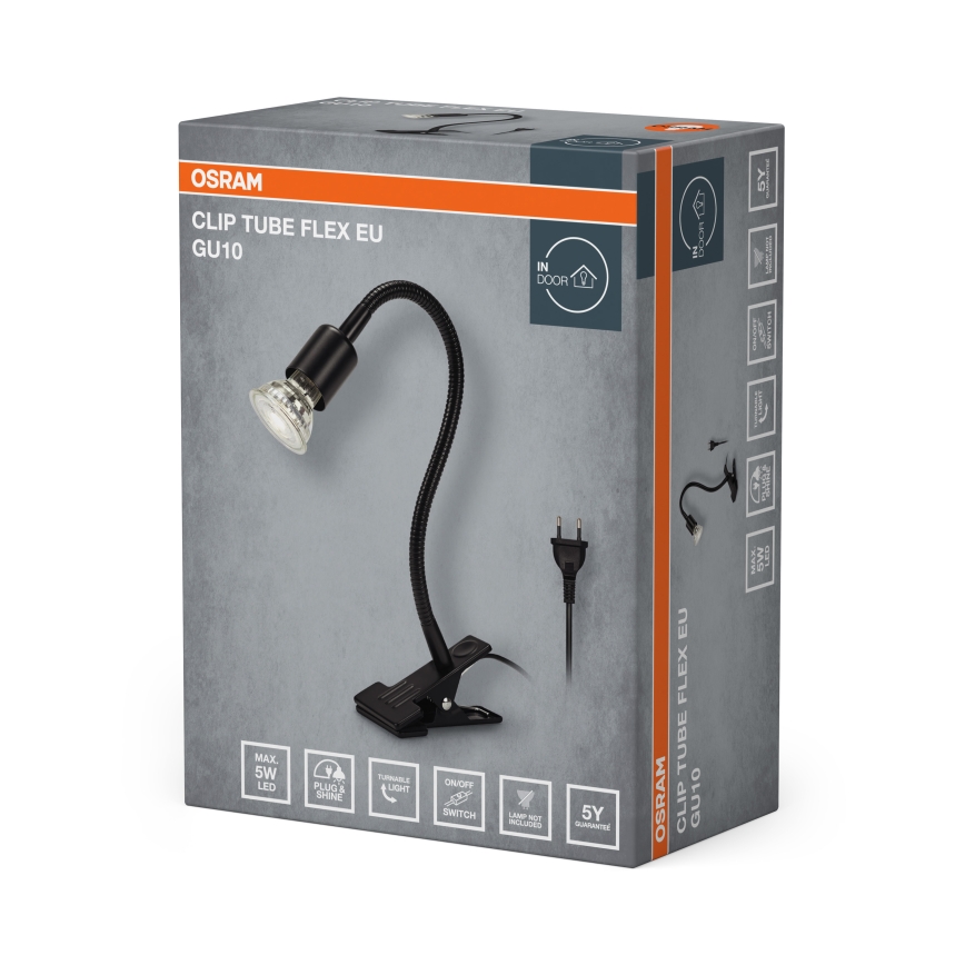 Osram - Lampa sa klipsom CLIP TUBE FLEX 1xGU10/5W/230V crna