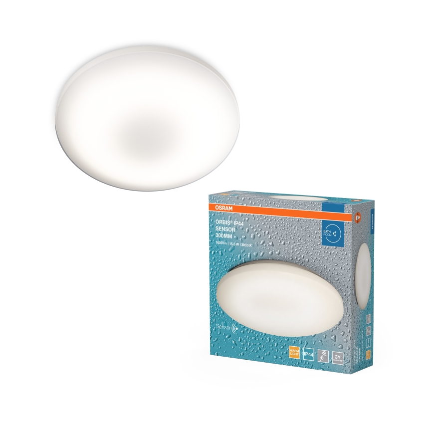 Osram - LED stropno svetlo za kupatilo sa senzorom pokreta i sumraka ORBIS LED/15,5W/230V prečnika 30 cm IP44 belo