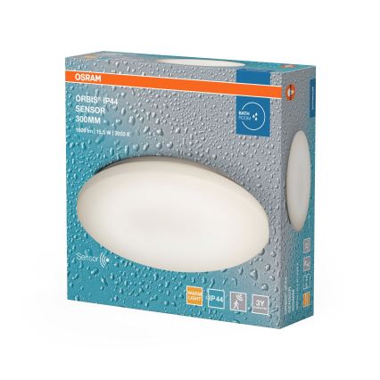 Osram - LED stropno svetlo za kupatilo sa senzorom pokreta i sumraka ORBIS LED/15,5W/230V prečnika 30 cm IP44 belo