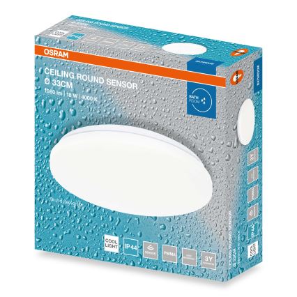Osram - LED kupatilsko plafonsko svetlo sa senzorom sumraka CEILING ROUND LED/18W/230V 4000K prečnik 33 cm IP44 belo