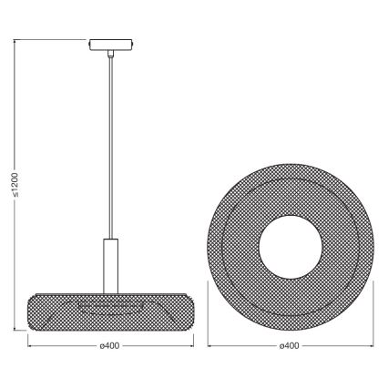 Osram - LED luster na sajli DECOR MESH LED/18,5W/230V prečnik 40 cm crna/kaučukovo drvo