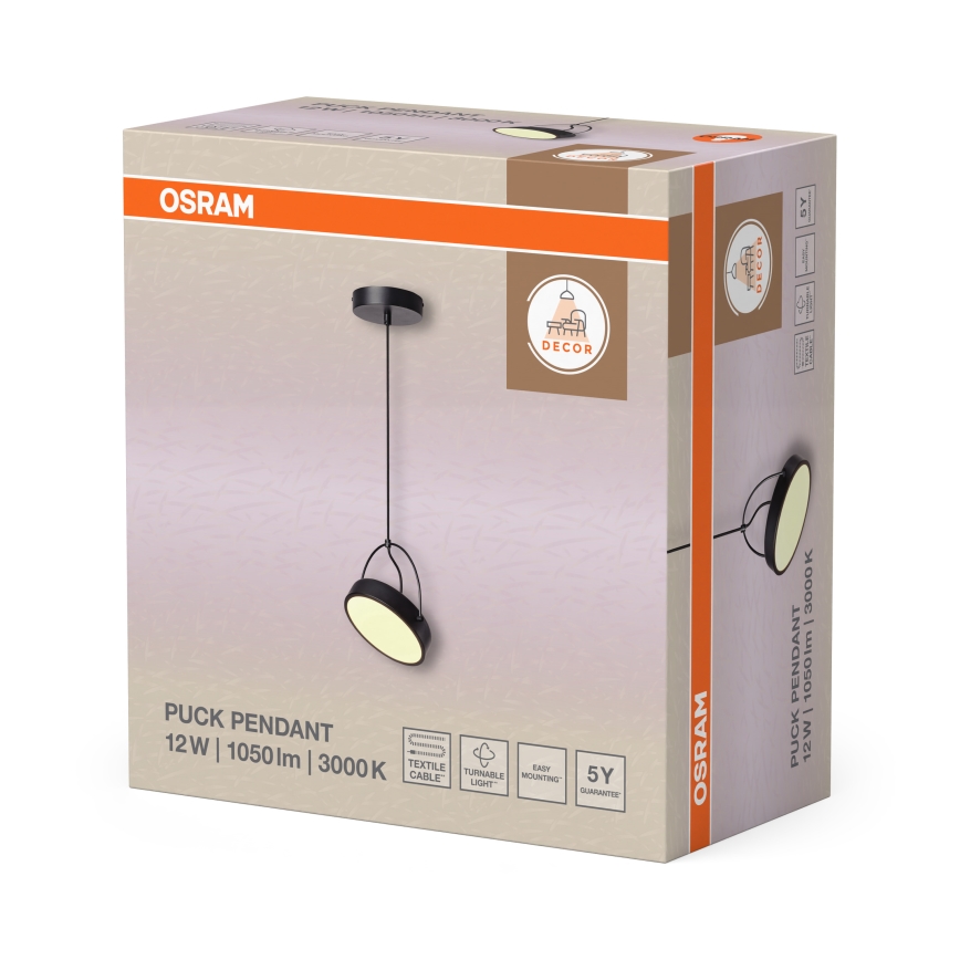 Osram - LED luster na sajli DECOR PUCK LED/12W/230V CRI 90 crna