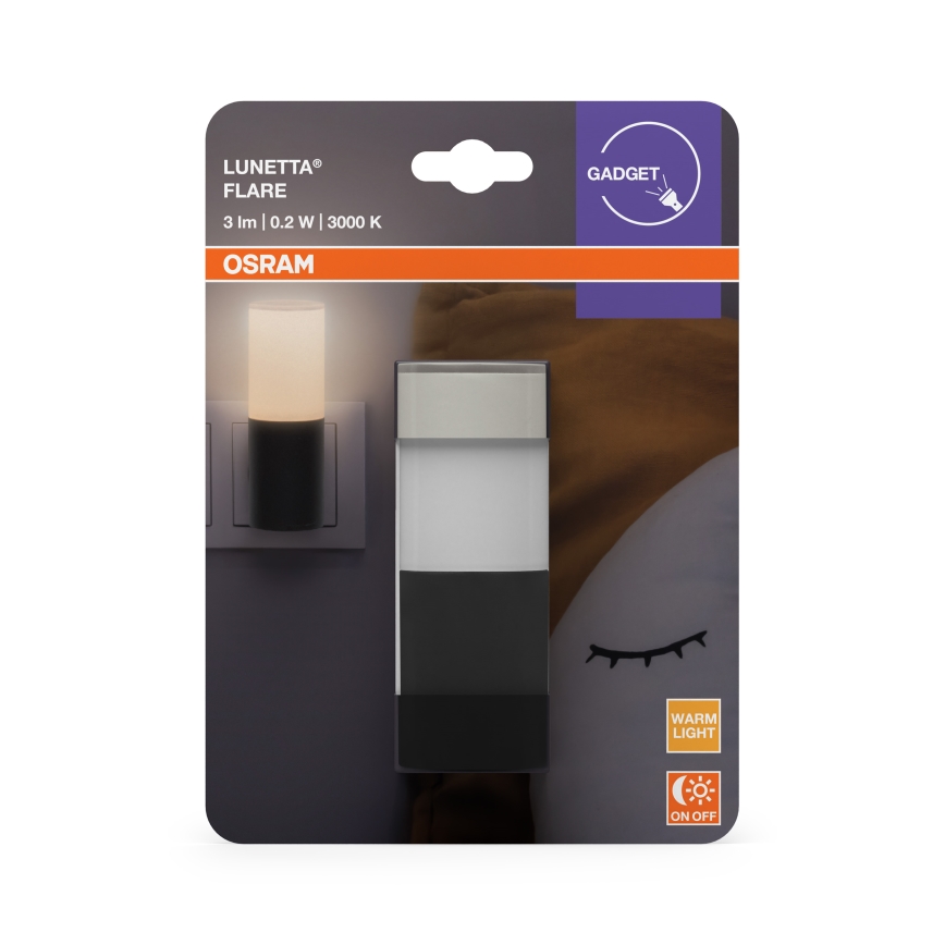 Osram - LED noćno svetlo sa senzorom sumraka LUNETTA LED/0,2W/230V crno