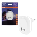 Osram - LED noćno svetlo za utičnicu sa senzorom i USB LUNETTA LED/12,5W/230V bela