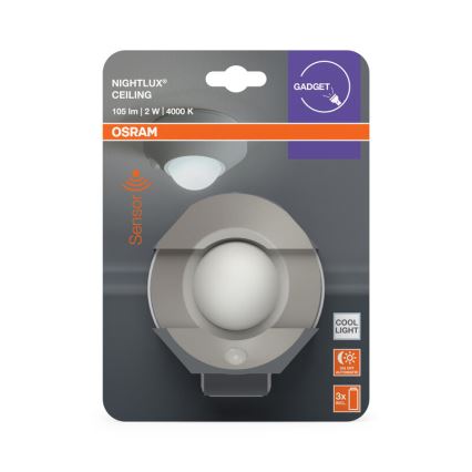 Osram - LED noćno svetlo sa senzorom NIGHTLUX LED/2W/3xAA, srebrno