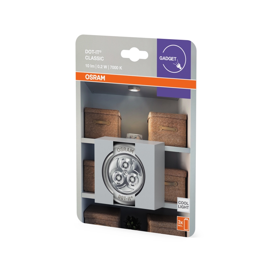 Osram - DOT-IT LED dodirno orijentaciono svetlo, 0,2 W, 3x AAA, prečnik 6,8 cm, srebrna