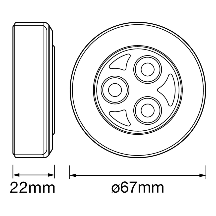 Osram - DOT-IT LED dodirno orijentaciono svetlo, 0,2 W, 3x AAA, prečnik 6,8 cm, srebrna