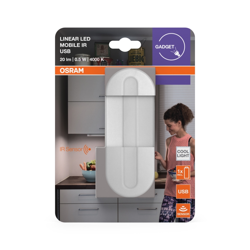 Osram - LED orijentaciono svetlo sa senzorom pokreta MOBILE LED/0,5W/3,7V 330 mAh CRI 90 bela