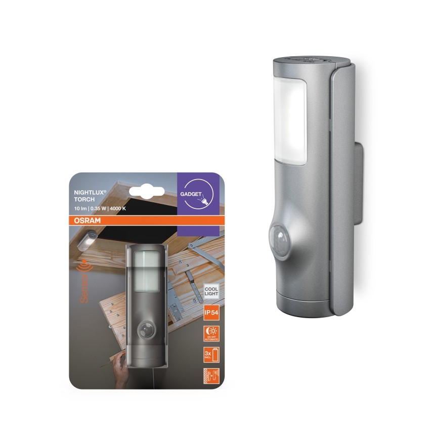 Osram - LED orijentaciono svetlo sa senzorom NIGHTLUX, LED 0,35 W, 3x AAA, IP54, srebrno