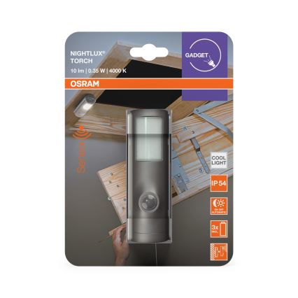 Osram - LED orijentaciono svetlo sa senzorom NIGHTLUX, LED 0,35 W, 3x AAA, IP54, srebrno