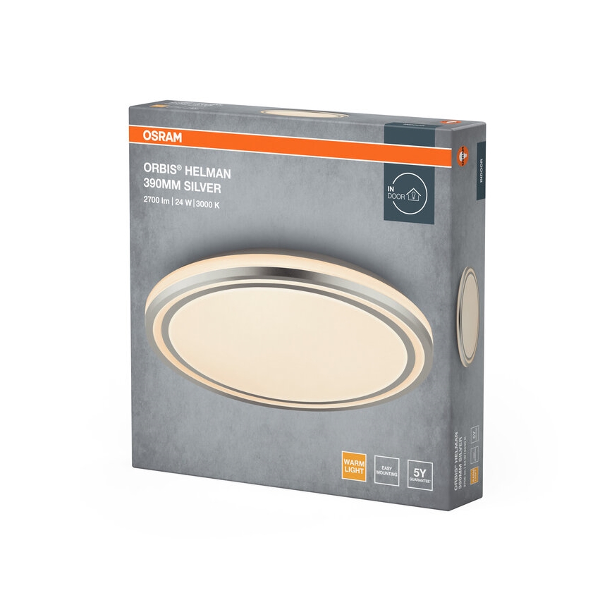 Osram - LED plafonska svetiljka ORBIS HELMAN LED/24W/230V, Ø 39 cm, srebrna