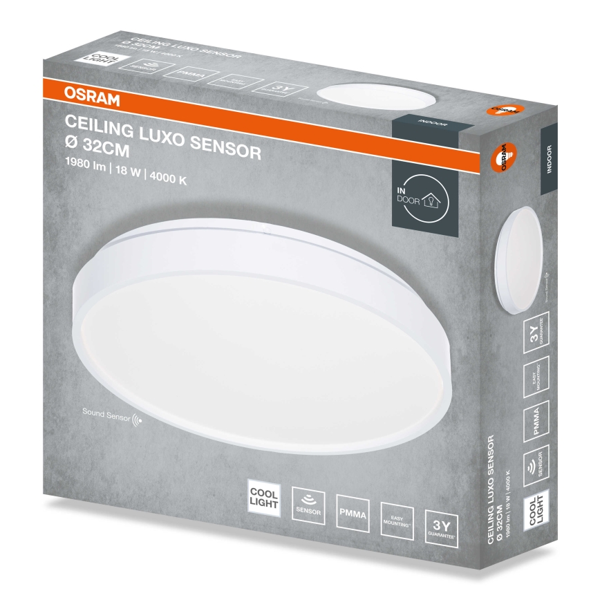 Osram - LED stropno svetlo sa senzorom sumraka CEILING LUXO LED/18W/230V prečnik 32 cm belo