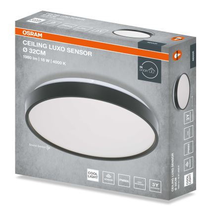 Osram - LED plafonsko svetlo CEILING LUXO sa senzorom sumraka LED/18W/230V, prečnika 32 cm, crno