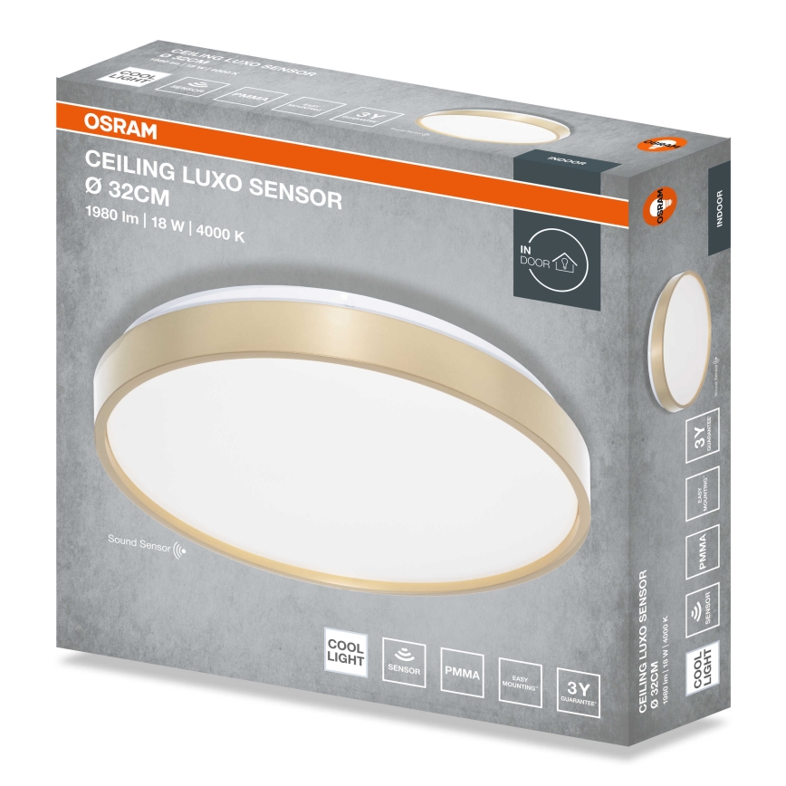 Osram - CEILING LUXO LED plafonsko svetlo 18W/230V sa senzorom sumraka, prečnik 32 cm, zlatna