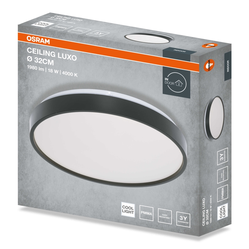 Osram - LED plafonsko svetlo CEILING LUXO LED/18W/230V prečnika 32 cm crno