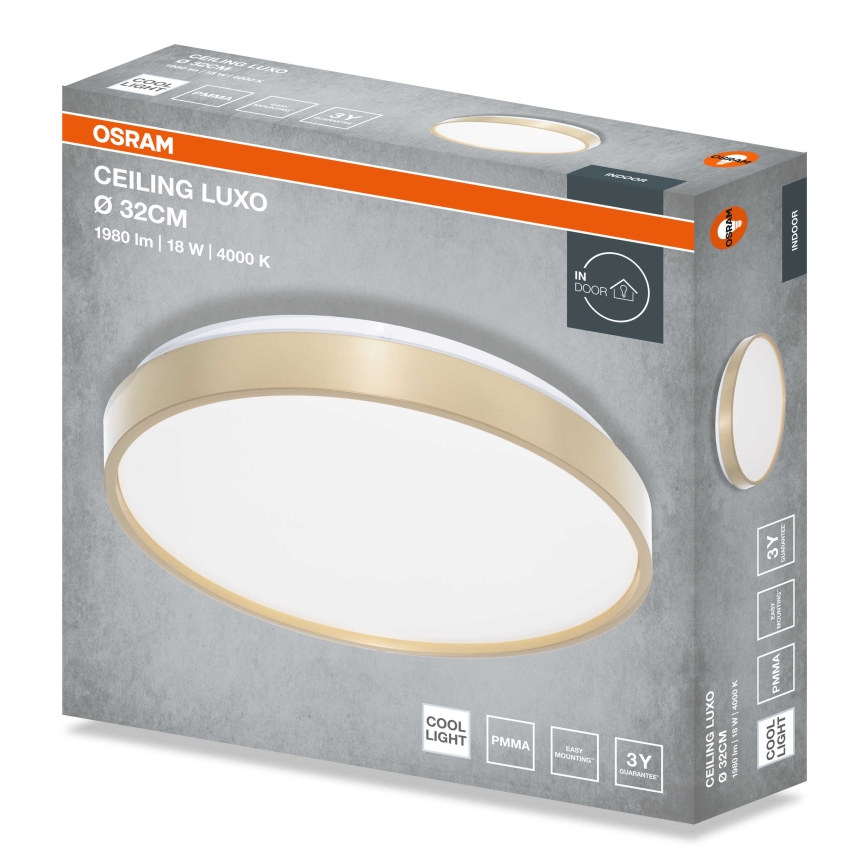 Osram - LED plafonsko svetlo CEILING LUXO LED/18W/230V Ø 32 cm zlatno