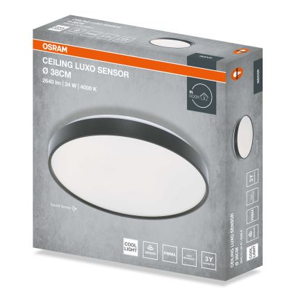 Osram - LED stropno svetlo sa senzorom sumraka CEILING LUXO LED/24W/230V, prečnik 38 cm, crno