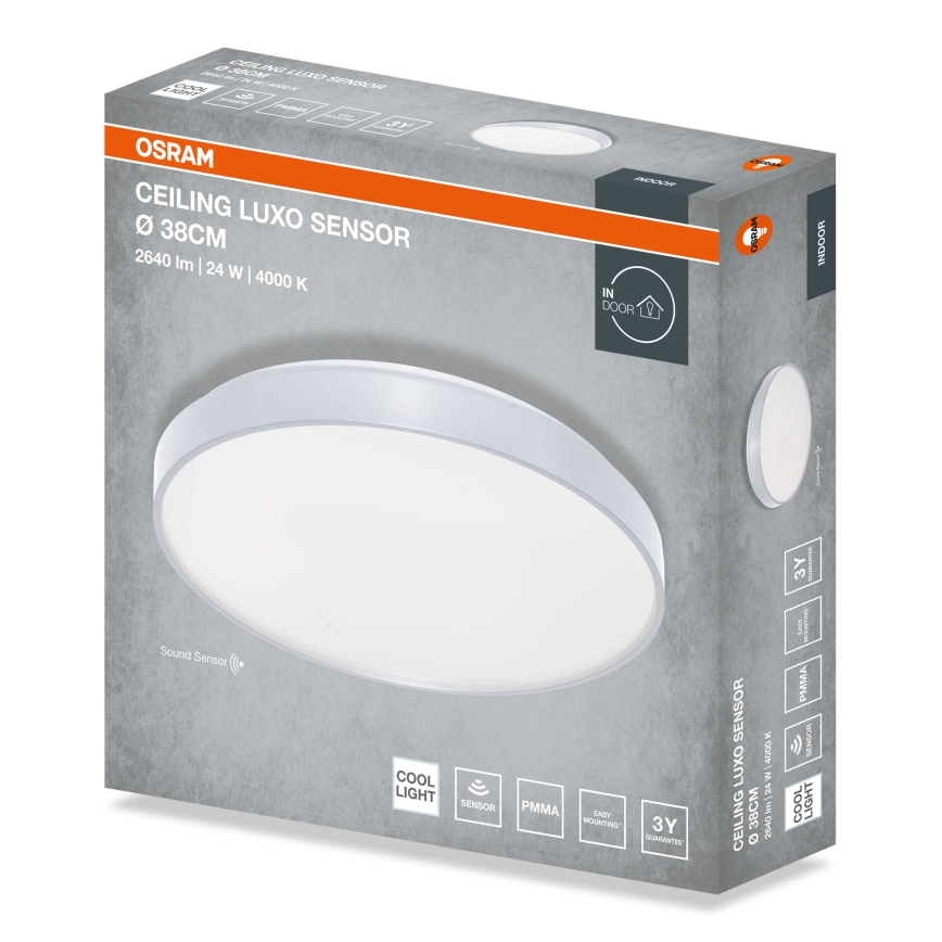 Osram - LED plafonsko svetlo sa senzorom sumraka CEILING LUXO LED/24W/230V prečnika 38 cm srebrno