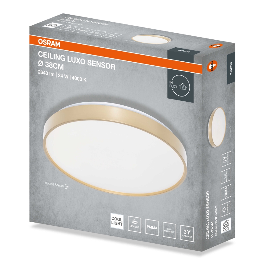 Osram - LED plafonsko svetlo sa senzorom sumraka CEILING LUXO LED/24W/230V prečnika 38 cm zlatno