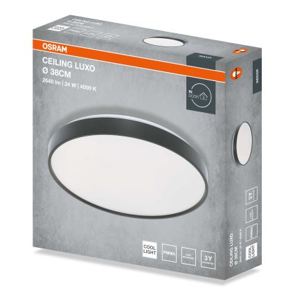 Osram - LED plafonsko svetlo CEILING LUXO LED/24W/230V prečnika 38 cm crno