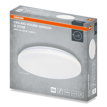 Osram - LED stropna svetiljka sa senzorom sumraka CEILING ROUND LED/24W/230V 4000K, prečnik 37 cm, bela