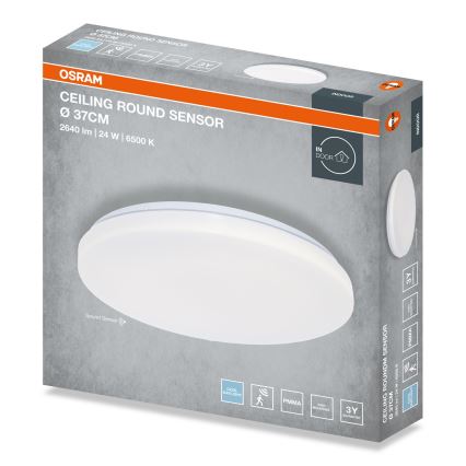 Osram - LED plafonsko svetlo za kupatilo sa senzorom sumraka CEILING ROUND LED/24W/230V 6500K, prečnik 37 cm, belo