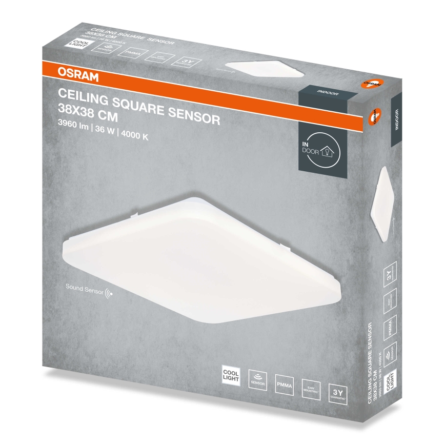 Osram - LED plafonska svetiljka sa senzorom sumraka CEILING SQUARE LED/36W/230V 4000K 38x38 cm bela