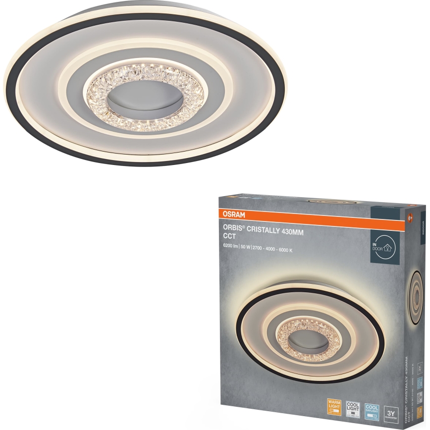 Osram - LED plafonsko svetlo ORBIS CRISTALLY LED/50W/230V 2700/4000/6000K prečnik 43 cm bela/crna