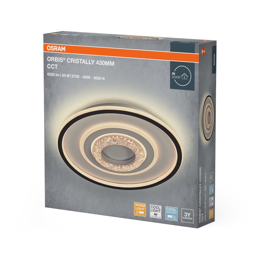 Osram - LED plafonsko svetlo ORBIS CRISTALLY LED/50W/230V 2700/4000/6000K prečnik 43 cm bela/crna