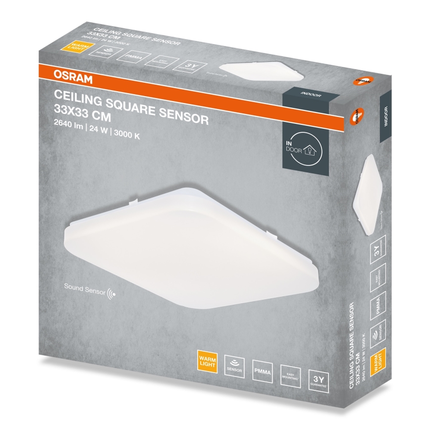 Osram - LED plafonsko svetlo sa senzorom sumraka SQUARE LED/24W/230V 33x33 cm