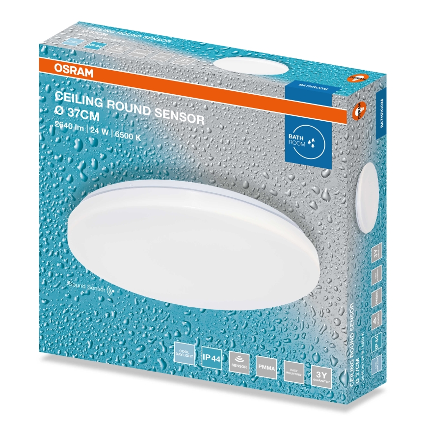 Osram - LED stropno svetlo za kupatilo sa senzorom sumraka CEILING ROUND LED/24W/230V 6500K fi 37 cm IP44 belo