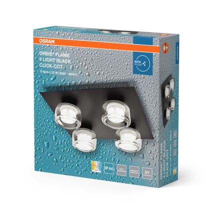 Osram - LED plafonsko svetlo za kupatilo ORBIS FLAME 4xLED/5,5W/230V 3000/4000K IP44 crna