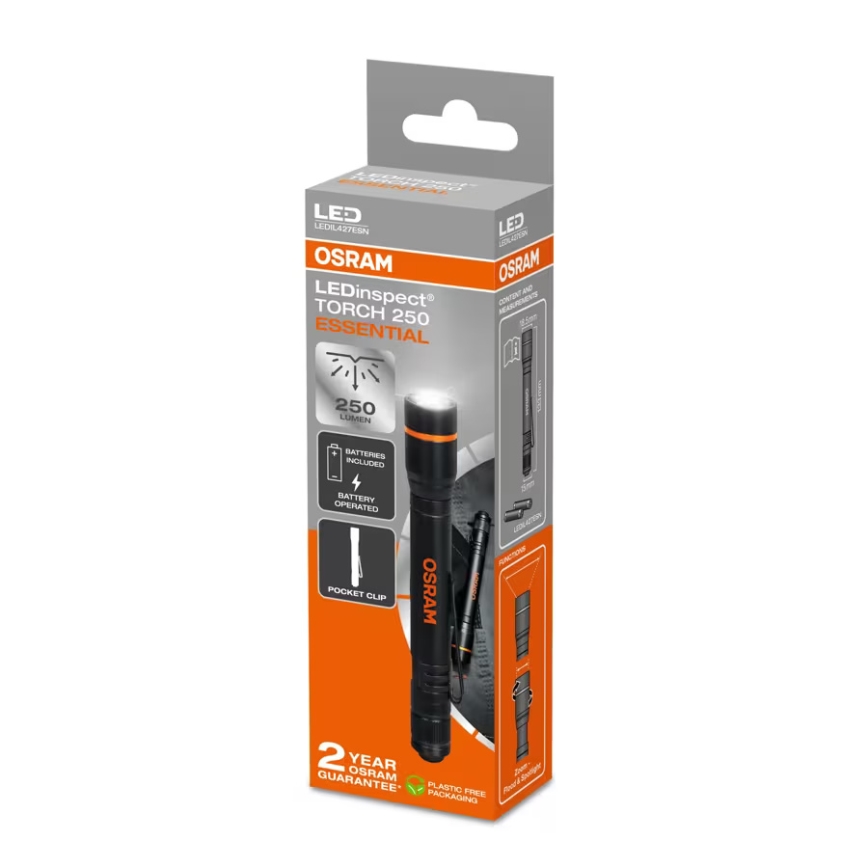 Osram - LED prigušiva baterijska lampa LEDINSPECT TORCH 250 ESSENTIAL LED/2W/2xAAA IP44